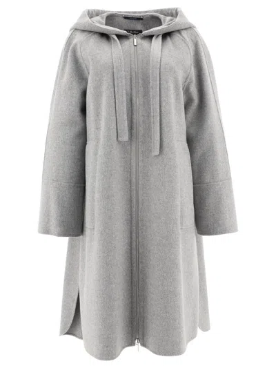 'S MAX MARA ZIP-UP DRAWSTRING COAT