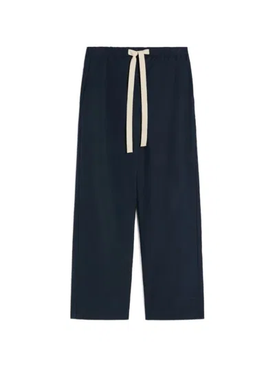 's Maxmara "argento" Cotton Drawstring Pants In Blue