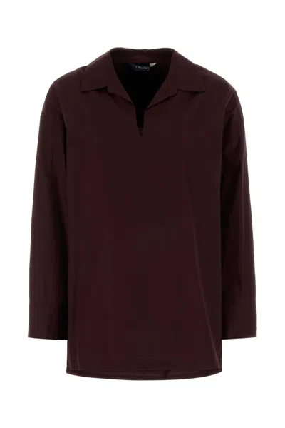 S Maxmara Aubergine Poplin Cristel Blouse In Purple