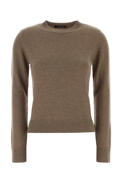 S Maxmara Cappuccino Wool Blend Fresia Sweater In Brown