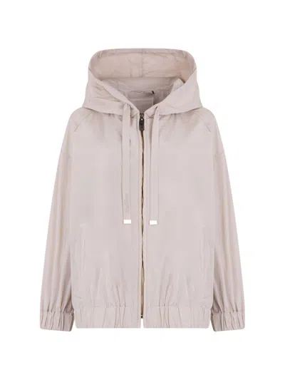 's Maxmara Short Water-repellent Taffeta Jacket - Sand In White