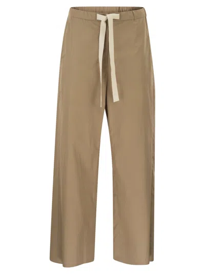 S Maxmara Smmargento Cotton Drawstring Trousers In Brown