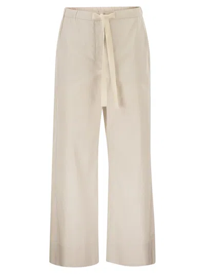 S Maxmara Smmargento Cotton Drawstring Trousers In White