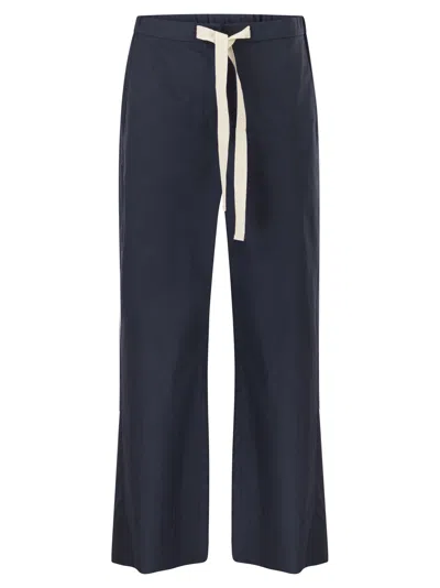 S Maxmara Smmargento Cotton Drawstring Trousers In Blue