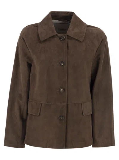 S Maxmara Smmcharme 绒面革夹克 In Brown