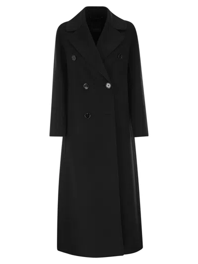 S Maxmara Smmcustodi Long Wool Coat With Martingale In Black