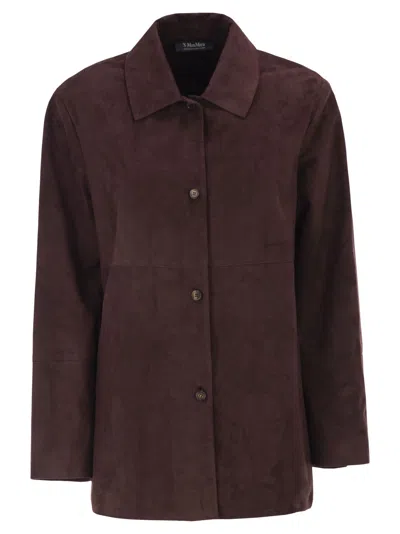 S Maxmara Smmgocce Suede Shirt With Silk Lining In Burgundy
