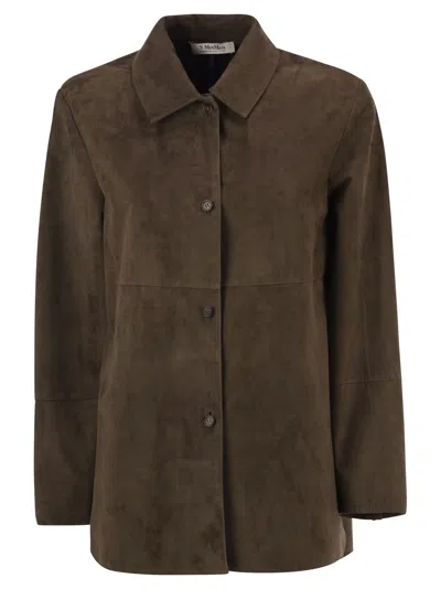 S Maxmara Smmgocce Suede Shirt With Silk Lining In Brown