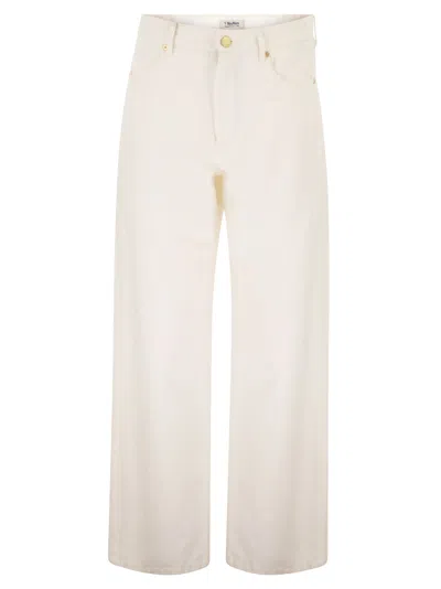S Maxmara Smmonorata 5 Pocket Trousers In Cotton And Linen In White