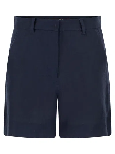 S Maxmara Smmparty Linen Straw Shorts In Blue