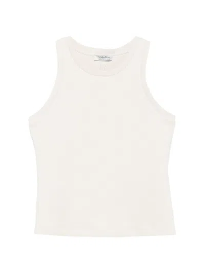 's Maxmara Top Senza Maniche Carilina Con Logo Ricamato In White