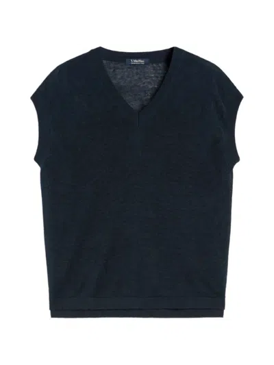 's Maxmara T-shirt "ghianda" With V-neck In Blue