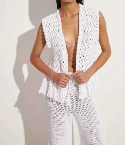 S Mode Crochet Tassled Vest In White