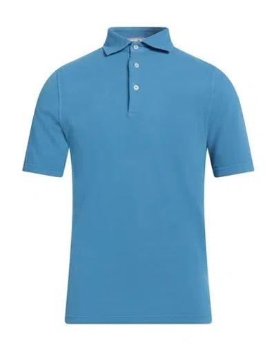 S. Moritz Man Polo Shirt Azure Size 46 Cotton In Blue