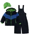 S Rothschild & Co Baby Boys 3-piece Chevron Snowsuit Jacket, Ski Bib And Hat Set In Black
