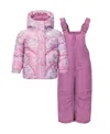 S Rothschild & Co Baby Girls 2-piece Foil Print Jacket And Ski Bib Set In Pink