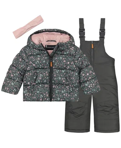 S Rothschild & Co Baby Girls 3-piece Jacket, Bib And Headband Set In Brown