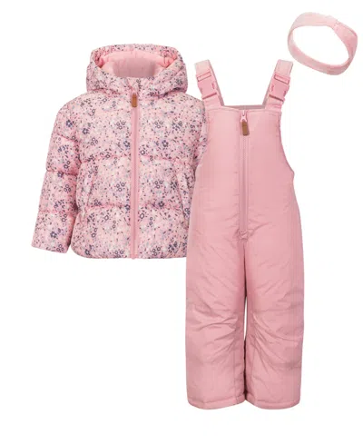 S Rothschild & Co Baby Girls 3-piece Jacket, Bib And Headband Set In Pink