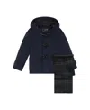 S Rothschild & Co Big Boys Toggle Dress Coat With Scarf In Dark Navy