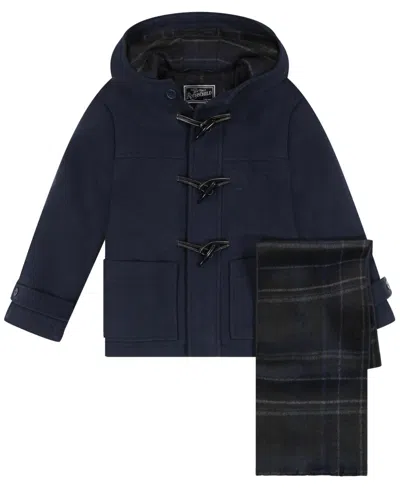 S Rothschild & Co Kids' Toddler And Little Boys 2-piece Toggle Dress Coat And Scarf Set In Blue