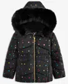 S Rothschild & Co Toddler And Little Girls Foil Quilt Puffer Jacket In Black