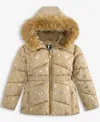 S Rothschild & Co Toddler And Little Girls Foil Quilt Puffer Jacket In Gold
