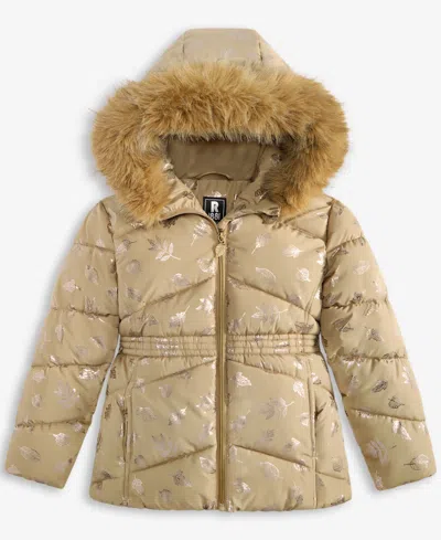 S Rothschild & Co Kids' Toddler And Little Girls Foil Quilt Puffer Jacket In Gold