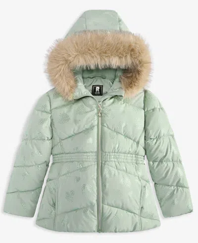 S Rothschild & Co Kids' Toddler And Little Girls Foil Quilt Puffer Jacket In Green