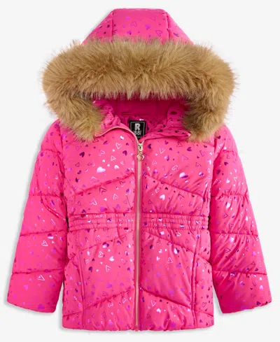 S Rothschild & Co Kids' Toddler And Little Girls Foil Quilt Puffer Jacket In Pink
