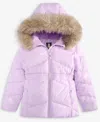 S Rothschild & Co Toddler And Little Girls Foil Quilt Puffer Jacket In Purple