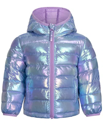 S Rothschild & Co Babies' Toddler Girls' 2t-5t Irridescent Midweight Packable Jacket In Blue