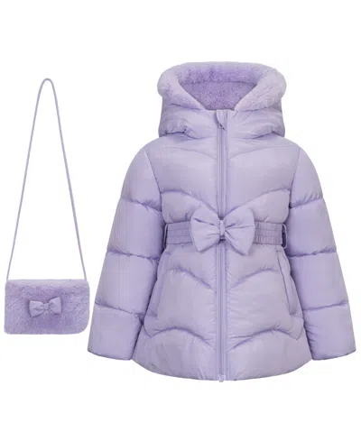 S Rothschild & Co Babies' Toddler Girls' 2t-5t Long-sleeve Belted Coat With Purse In Purple