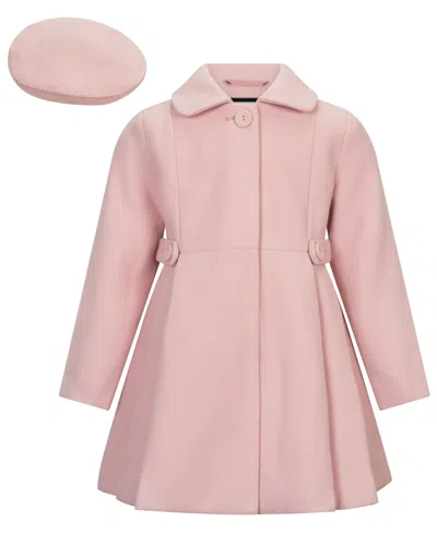 S Rothschild & Co Babies' Toddler Girls' 2t-5t Long-sleeve Side Tab Coat With Beret In Pink