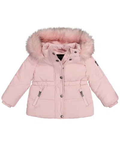 S Rothschild & Co Babies' Toddler Girls' 2t-5t Long-sleeve Velvet Touch Parka Coat In Blush