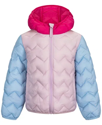 S Rothschild & Co Babies' Toddler Girls' 2t-5t Zig Zag Quilt Midweight Packable Jacket In Lavender Combo