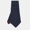 S. T. Dupont Navy Blue Geometric Patterned Silk Jacquard Traditional Tie In Blue