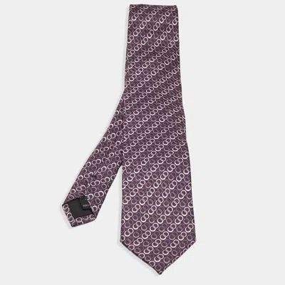 S. T. Dupont Purple Circle Pattern Silk Tie In Pink