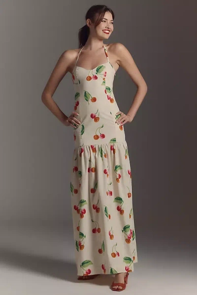 S/w/f Drop-waist Halter Maxi Dress In White