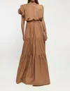 S/W/F ONE SHOULDER PUFF SLEEVE MAXI DRESS IN HIGH VIBRATIONS