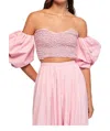 S/w/f Puff Crop Top In Rouge In Multi