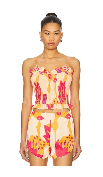 S/w/f Ruffled Spaghetti Top In Field Of Dreams