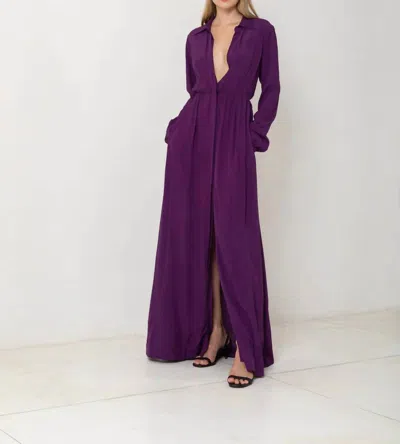 Pre-owned S/w/f Long Sleeve Button Up Maxi Dress For Women In Plum