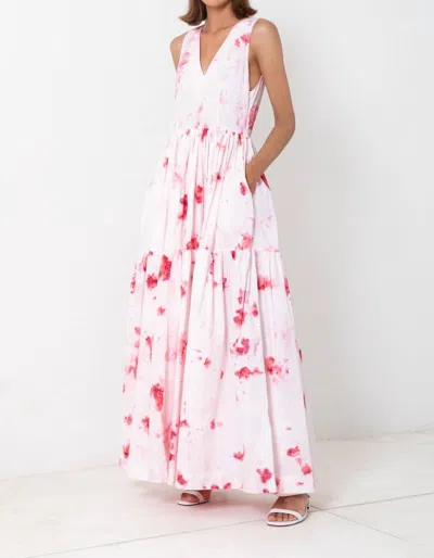 S/w/f V Neck Tiered Maxi Dress In Puglia In Pink