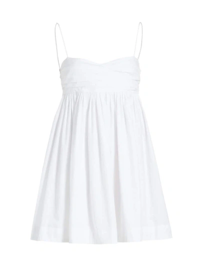 S/w/f Women's Sweet Disposition Pleated Cotton Minidress In White Heat