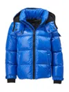 S13 Kids' Boy's Glossy Hooded Puffer Jacket In Cobalt