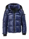 S13 Kids' Boy's Glossy Hooded Puffer Jacket In Marine
