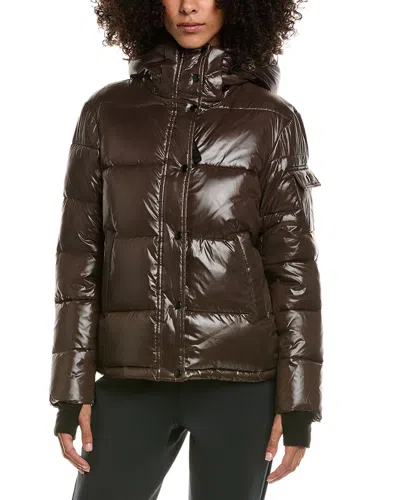 S13 Ella Gloss Straight Puffer Coat In Brown