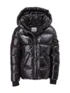 S13 Kids' Girls High Shine Straight Puffer Jacket In Onyx