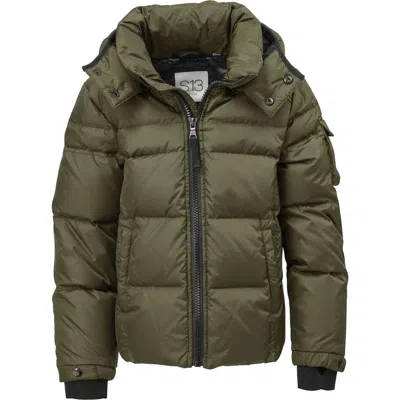 S13 Kids' Downhill Matte Hooded Puffer Jacket In Matte Military