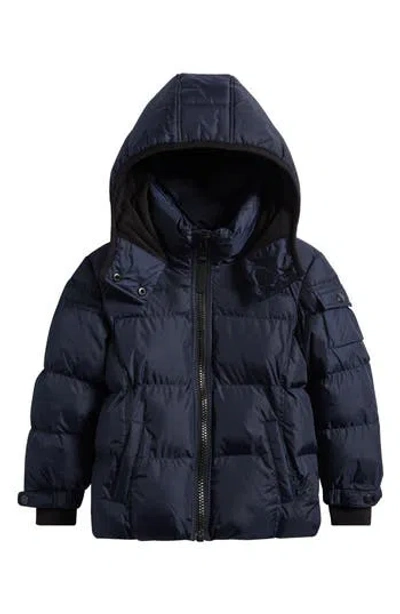 S13 Kids' Downhill Matte Hooded Puffer Jacket In Blue